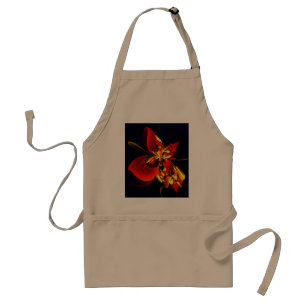Tablier Rouge Jaune Floral Moderne Résumé Modèle Art #10