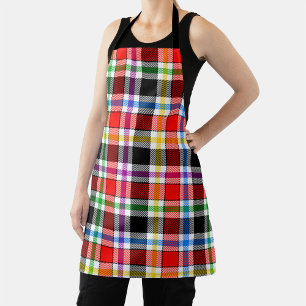 Tablier Rouge Noir Multicolore Flannel Plaid Tartan Design