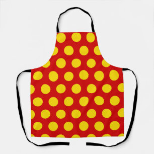 Tablier rouge pois jaune