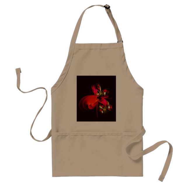 Tablier Rouge Vert Floral Moderne Art Abstrait Motif #02 (Devant)