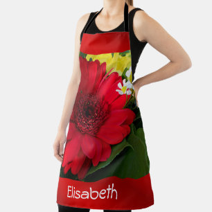Tablier rouge, vert, jaune, blanc, fleur, floraison, gerbe