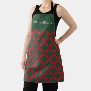 Tablier Rouge Vert Mmilieu du siècle moderne Vacances rétr