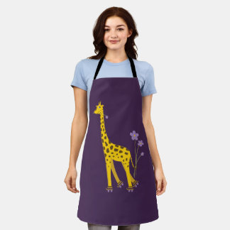 Tablier Rouleau de Giraffe mignonne Patinage violet