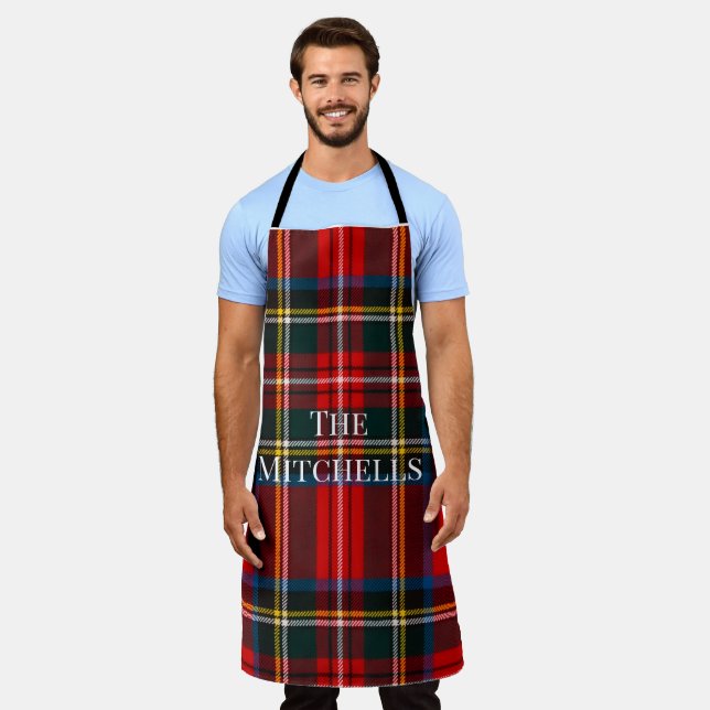 Tablier Royal Stewart Red Plaid PERSONALIZE Unisex Apron (Porté)
