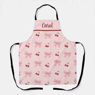 Tablier Ruban rose et cerise rouge, esthétique coquette