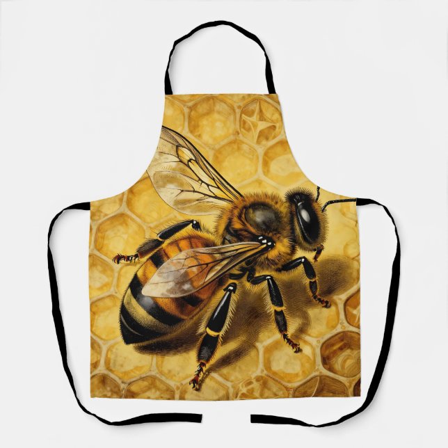 Tablier Ruche d'abeille miel doré naturel  (Recto)