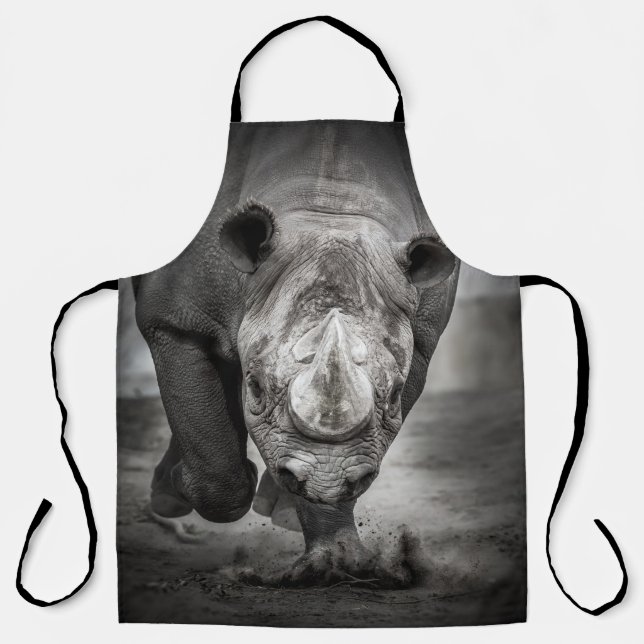 Tablier Running Rhinoceros : Wild Animal Portrait. (Recto)