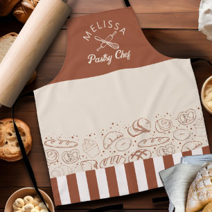 Tablier Russe moderne Brown Beige pâtisserie Chef boulange