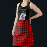 Tablier Russe rouge noir plaid monogramme nom cuisine<br><div class="desc">Cuisine Apron rouge rustique noir buffle plaid nom monogramme. Vous pouvez ajouter votre propre nom et texte pour personnaliser.</div>