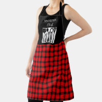 Russe rouge noir plaid monogramme nom cuisine