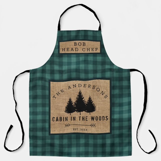 Tablier Rustic Country Nom de famille Cabine dans Wood Hea (Recto)