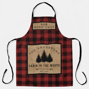 Tablier Rustic Country Nom de famille Cabine dans Wood Hea