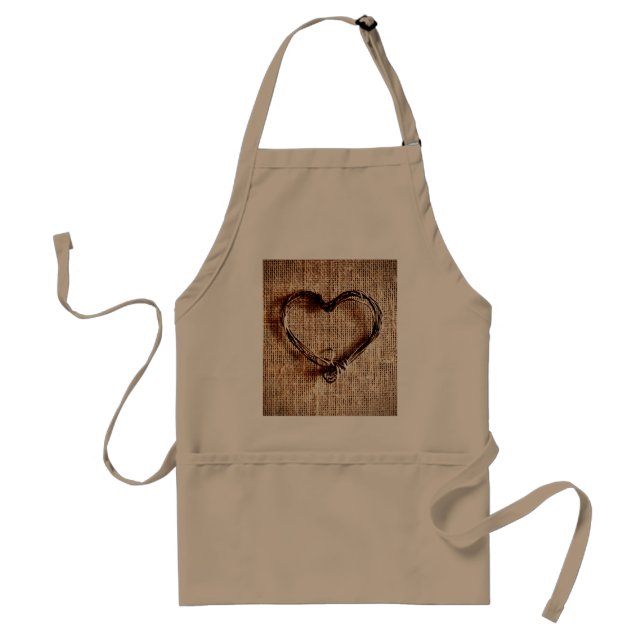 Tablier Rustic Country Twine Heart on Burlap Imprimer (Devant)