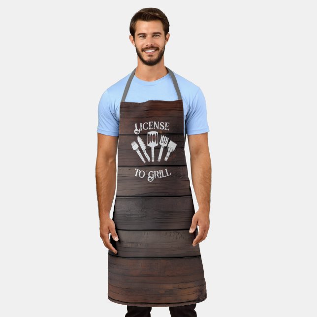 Tablier Rustic Funny Hommes Grill Art : Licence de Grill (Porté)