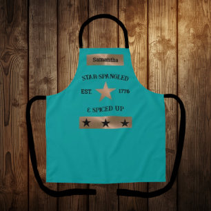 Tablier Rustique 4 juillet Unique cuivre et turquoise