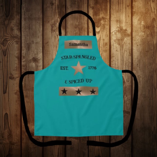 Tablier Rustique 4 juillet Unique cuivre et turquoise  (Créateur téléchargé)