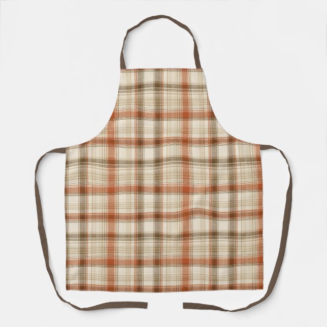 Tablier Rustique automne classique plaid rouille crème mar (Recto)
