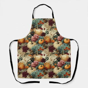 Tablier Rustique Ferme Fleur Orange Citrouille Vintage