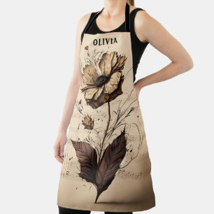 Tablier Rustique Nom personnalisé Floral Champagne Fiche m