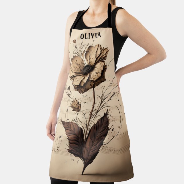 Tablier Rustique Nom personnalisé Floral Champagne Fiche m (Insitu)