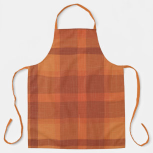 Tablier Rustique Orange Automne Plaid Tartan