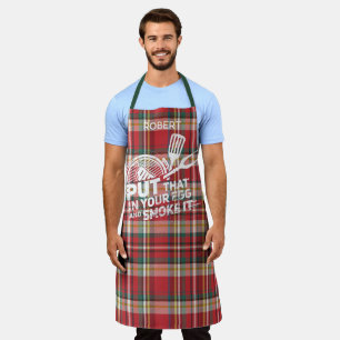 Tablier Rustique Plaid Personnalisé Élégant Chef