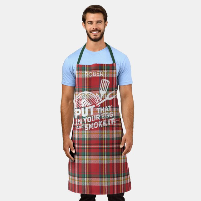 Tablier Rustique Plaid Personnalisé Élégant Chef (Porté)