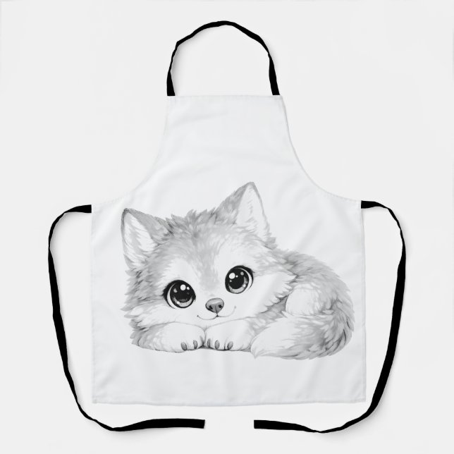 Tablier Sac à main transparent avec un adorable louveteau  (Recto)