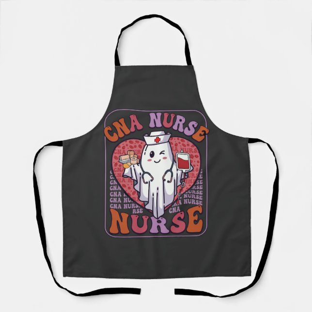 Tablier Sac infirmière Cna Halloween fantôme stéthoscope s (Recto)