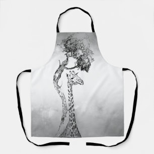 Tablier Safari scène avec Giraffe et Arbre Enk Art Apron