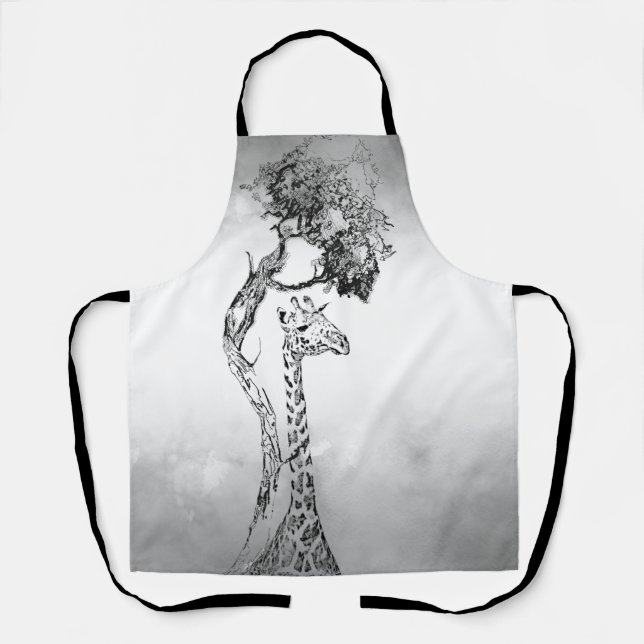 Tablier Safari scène avec Giraffe et Arbre Enk Art Apron (Recto)