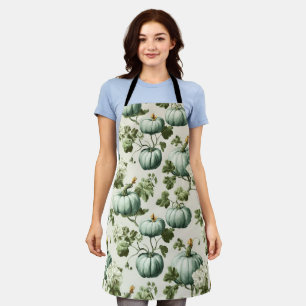 Tablier Sage Green Citrouilles et fleurs d'automne