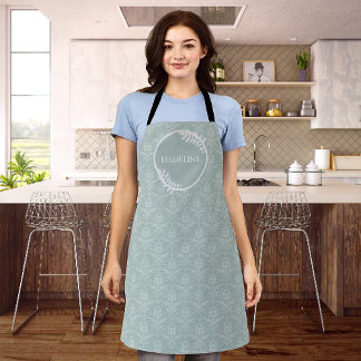 Tablier Sage Green Elegant Damask Espace personnalisé