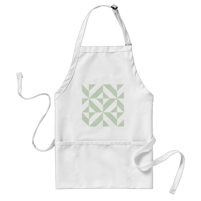 Tablier Sage Green Geometric Deco Cube Pattern (Devant)
