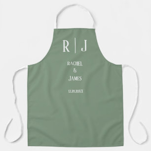 Tablier Sage Green Monogramme Mariage initial Cadeau Favor