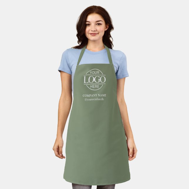 Tablier Sage Green Personalized Logo Custom Uniform (Porté)