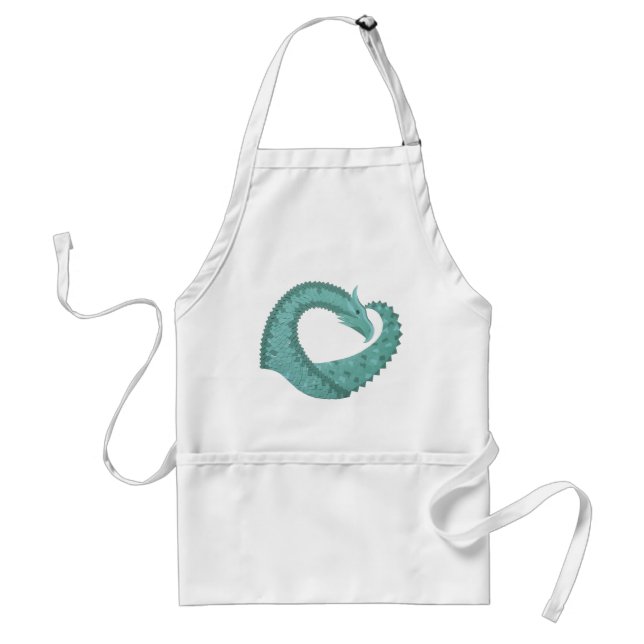 Tablier Sage vert coeur dragon sur blanc (Devant)