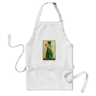 Tablier Saint-Patrick vintage, jeune fille portant du vert