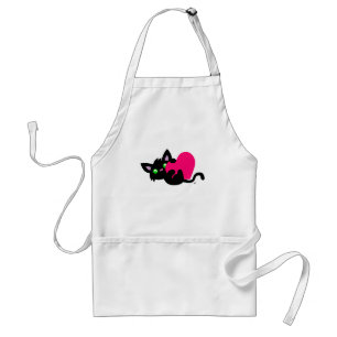 Tablier Saint Valentin Black Kitty White Apron