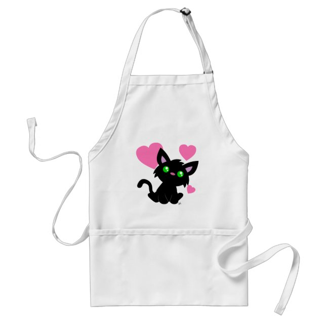 Tablier Saint Valentin Black Kitty White Apron (Devant)