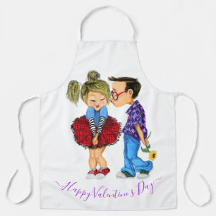 Tablier Saint Valentin Cadeau Apron Couple Love - Kiss