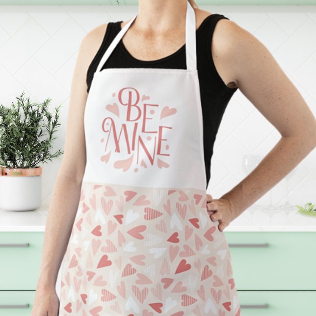 Tablier Saint-Valentin Chic Coeurs roses Sois à moi (Valentine's Day Chic Pink Hearts Be Mine Apron)