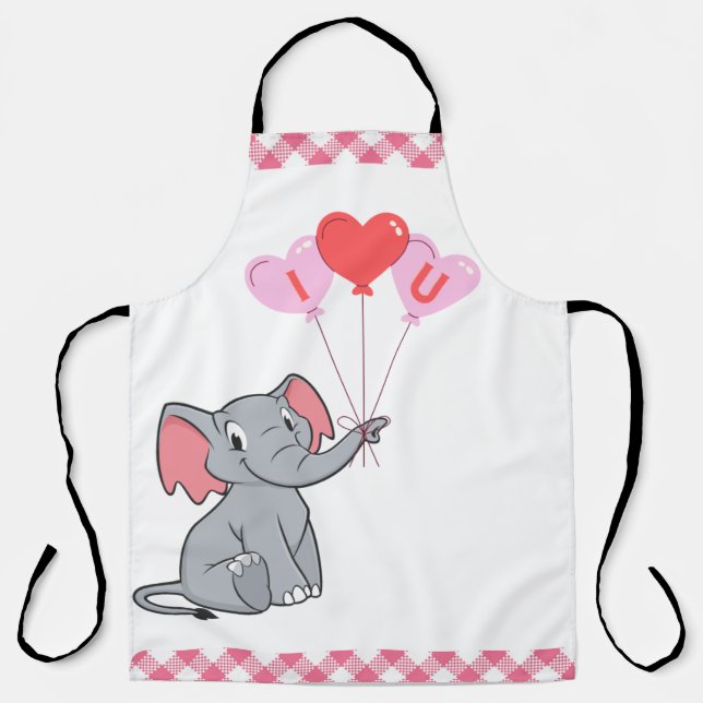 Tablier Saint Valentin mignon Je t'aime coeur (Recto)