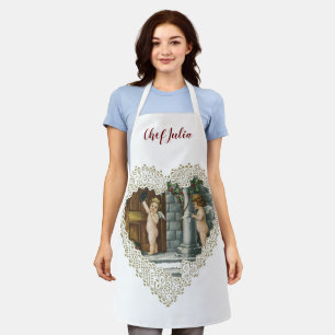 Tablier Saint-Valentin victorien, anges vintage avec lettr