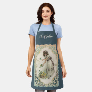 Tablier Saint-Valentin vintage, fille victorienne avec des