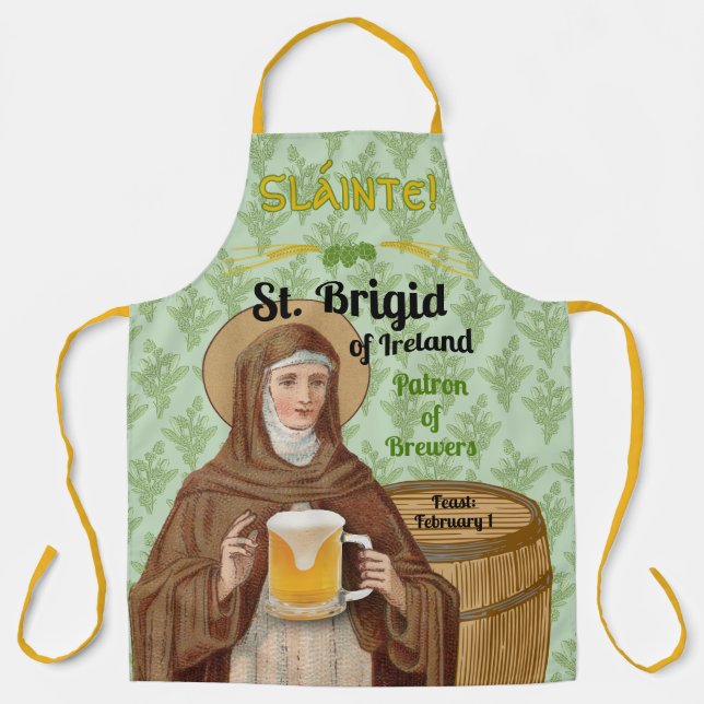 Tablier Sainte Brigitte d'Irlande et son tonneau de bière (Recto)