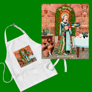 Tablier Sainte Marthe de Béthanie dans sa cuisine