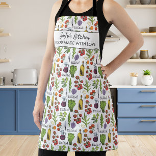 Tablier Salade de légumes sains Personnalisé Nom de cuisin