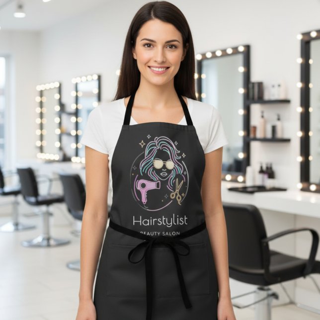 Tablier Salon de beauté moderne pour coiffeur de luxe noir (Créateur téléchargé)