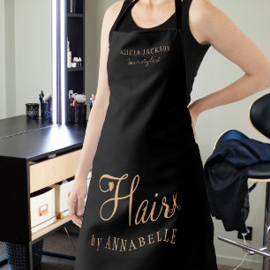 Tablier Salon de cheveux employé personnalisé noir et or